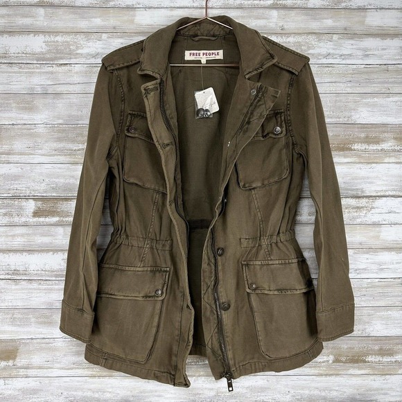 NWT Free People Not Your Brothers Surplus Military Jacket Army Green Women Small - Picture 9 of 16